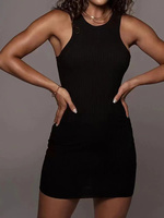 Black Ribbed Bodycon Summer Dress 5